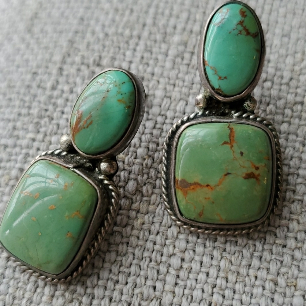 Real turqoise and stealing silver earrings